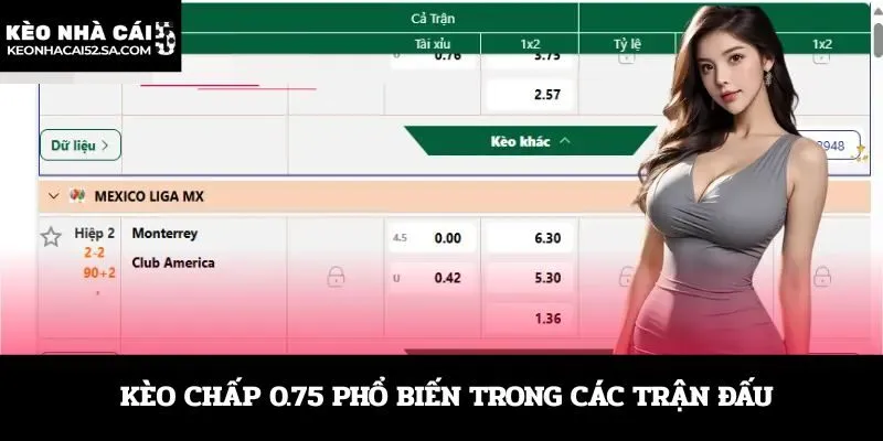 Kèo chấp 0.75 phổ biến trong các trận đấu