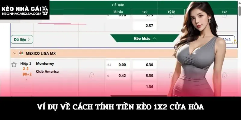 Ví dụ về cách tính tiền kèo 1x2 cửa hòa
